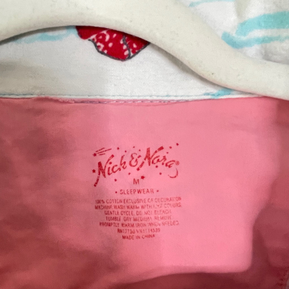 Nick & Nora Flamingo Holiday Pajama Set | Size M | Pink Blue Retro Loungewear - Picture 3 of 8